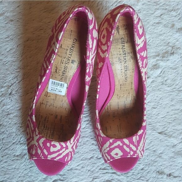 CHRISTIAN SIRIANO for payless Heels Peep Toe Pink Womens Size 6.5 - Picture 2 of 7